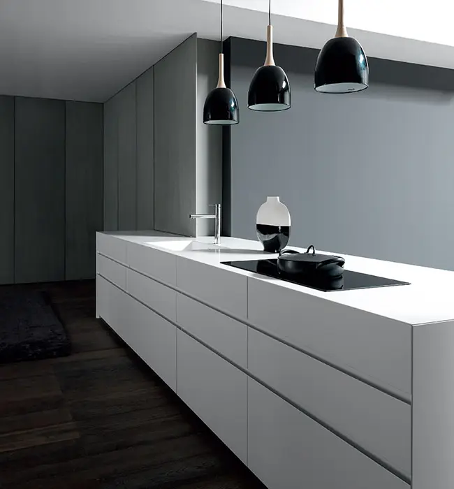 Fly con top in corian laccato satinato bianco
