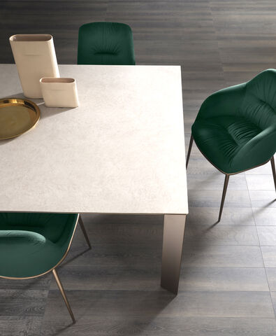 MANHATTAN TAVOLO IN CERAMICA, FOKOS SALE OPACO, RETTANGOLARE, FISSO, STRUTTURA BRONZO